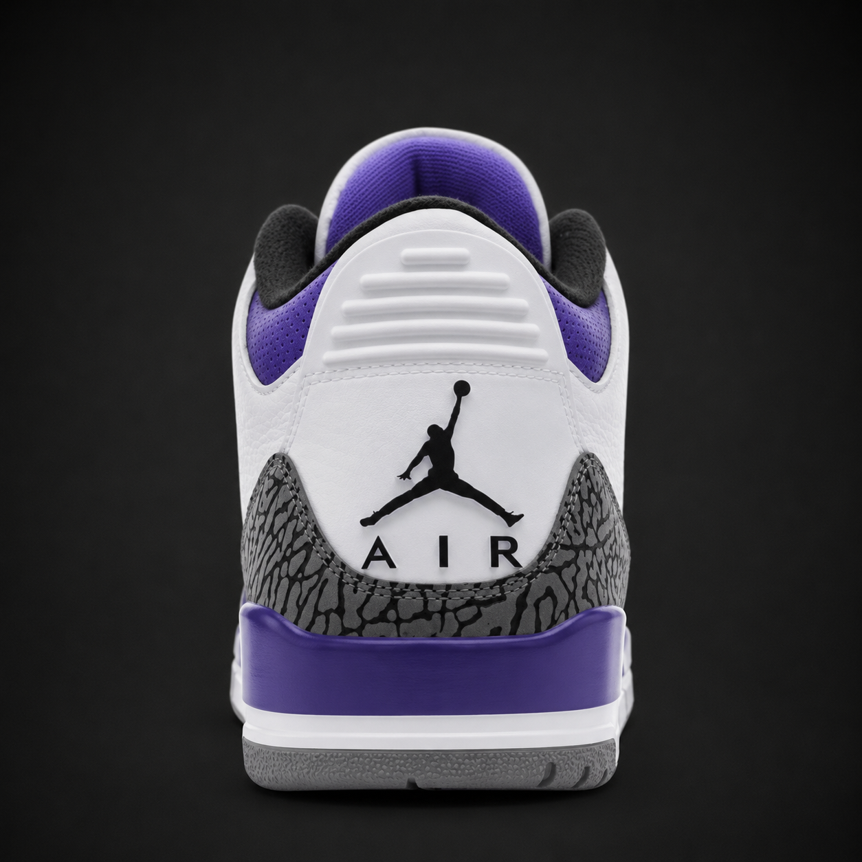 Air Jordan 3 Retro Dark Iris, vista trasera — Crazy!Duck Hype