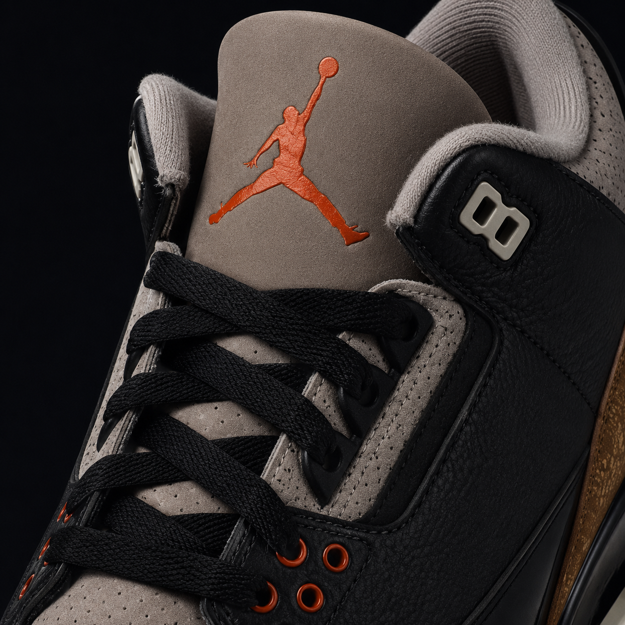 Air Jordan 3 Retro Desert Elephant, detalle de agujetas — Crazy!Duck Hype
