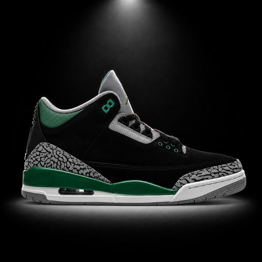 Air Jordan 3 Retro Pine Green, vista lateral — Crazy!Duck Hype
