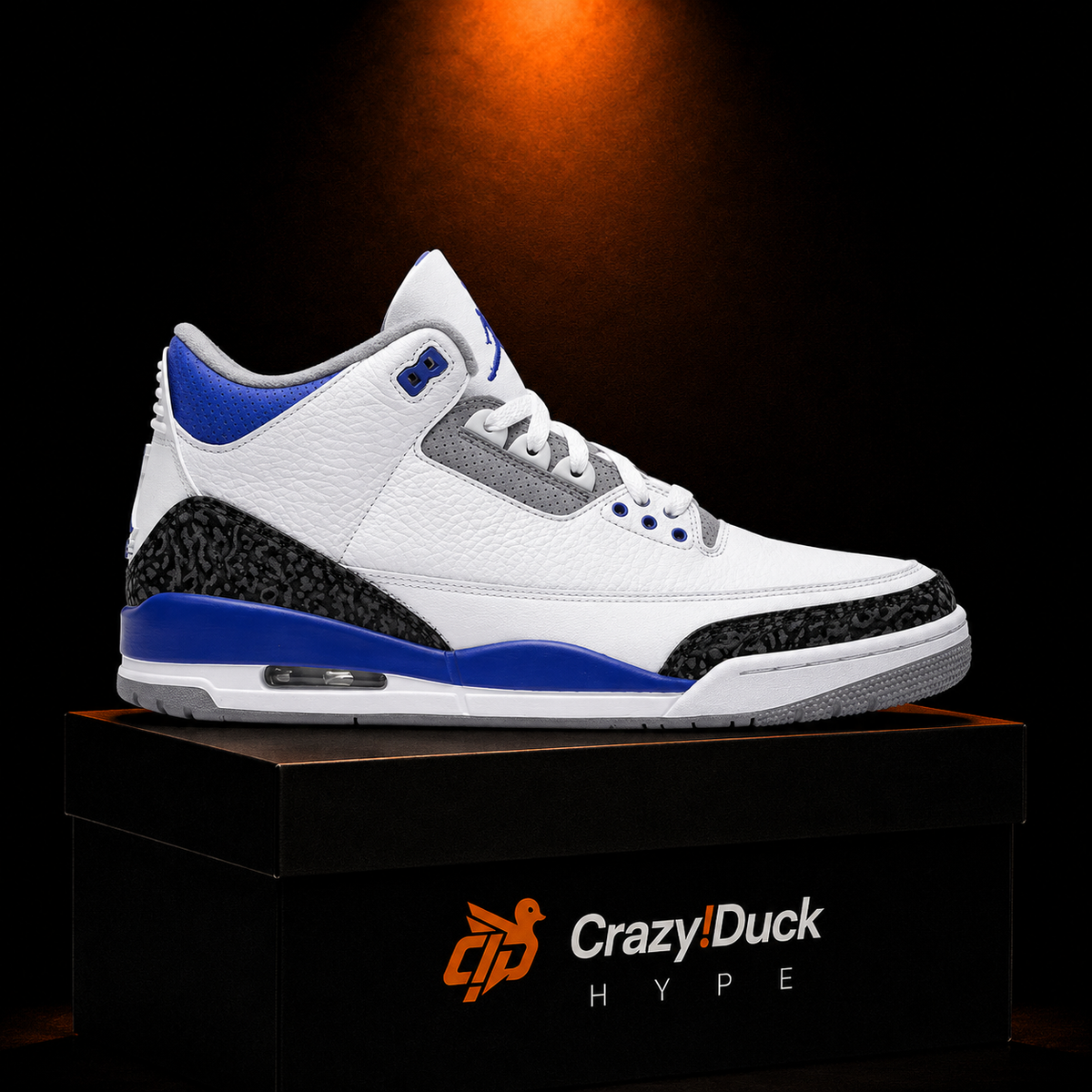 Air Jordan 3 Retro Racer Blue con empaque — Crazy!Duck Hype