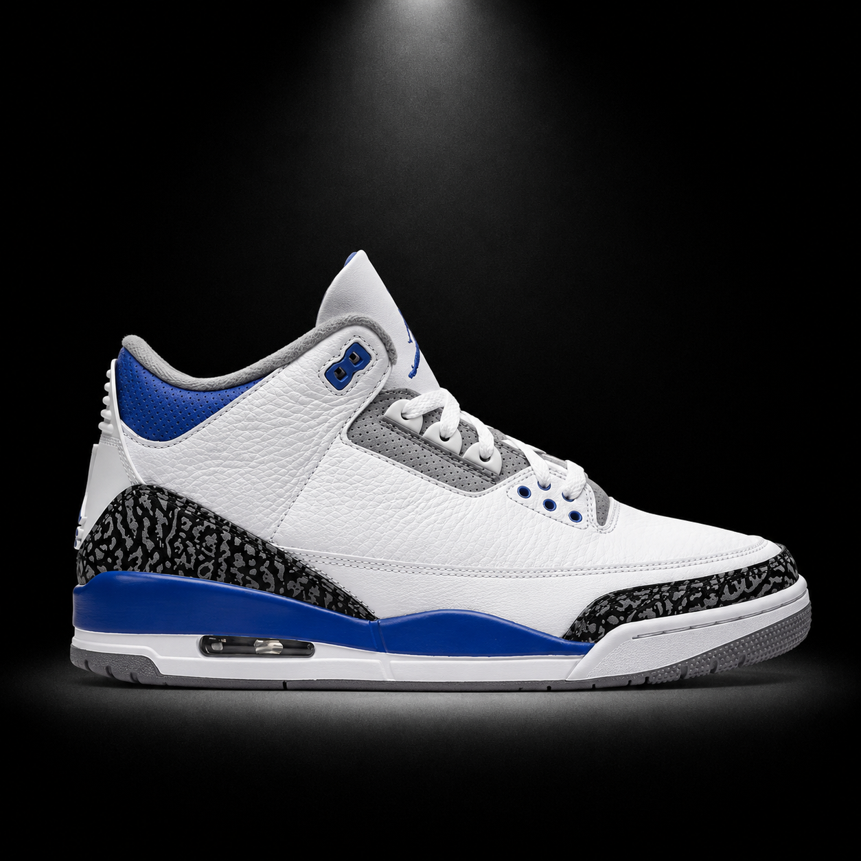 Air Jordan 3 Retro Racer Blue, vista lateral — Crazy!Duck Hype