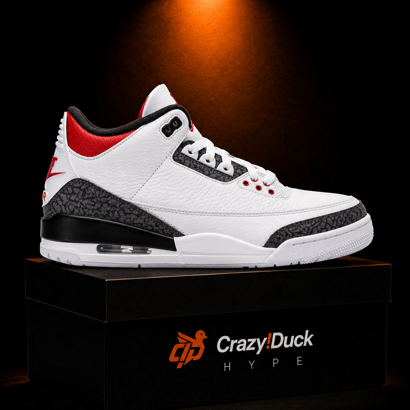 Air Jordan 3 Retro SE Denim Fire Red con empaque — Crazy!Duck Hype