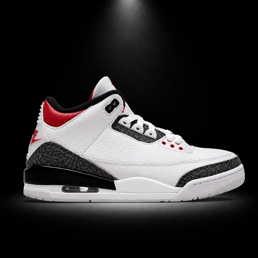 Air Jordan 3 Retro SE Denim Fire Red, vista lateral — Crazy!Duck Hype