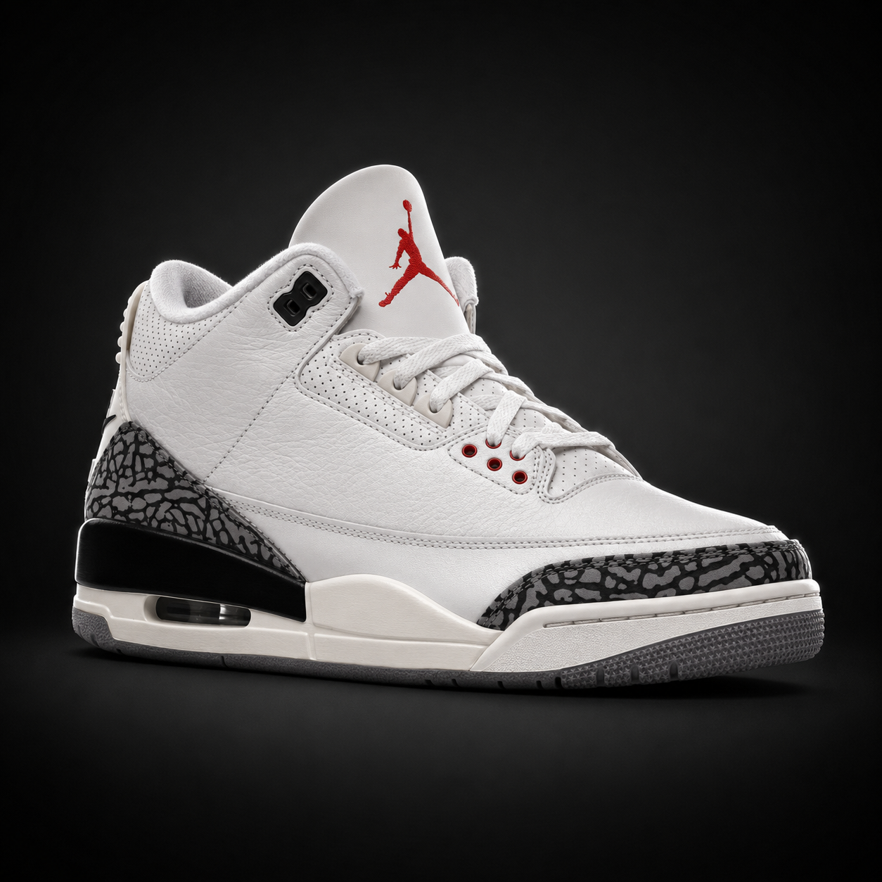 Air Jordan 3 Retro White Cement Reimagined, vista frontal — Crazy!Duck Hype