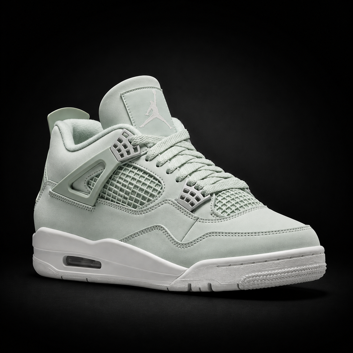 Air Jordan 4 Retro Abundance Seafoam, vista frontal — Crazy!Duck Hype