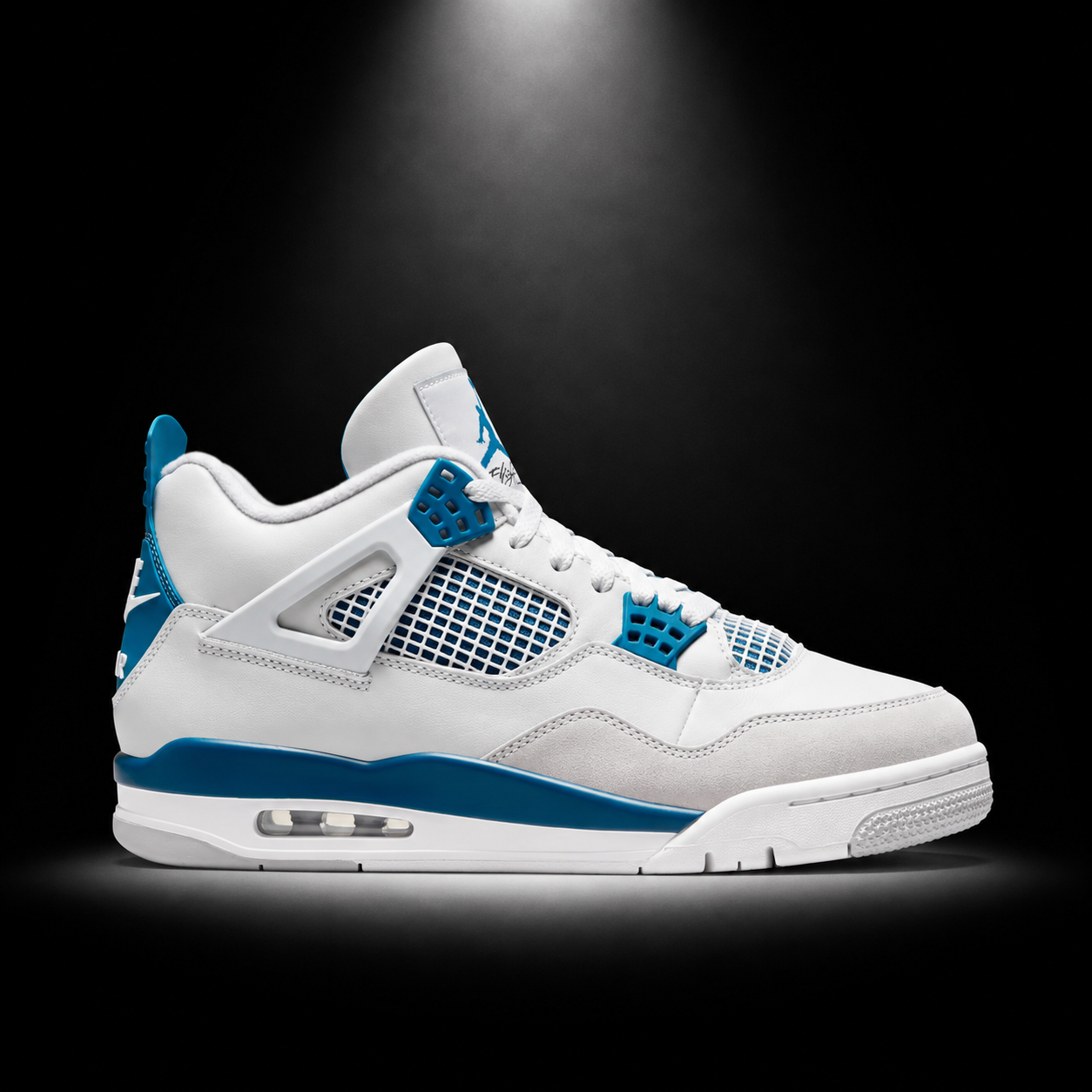 Air Jordan 4 Retro Military Blue, vista lateral — Crazy!Duck Hype
