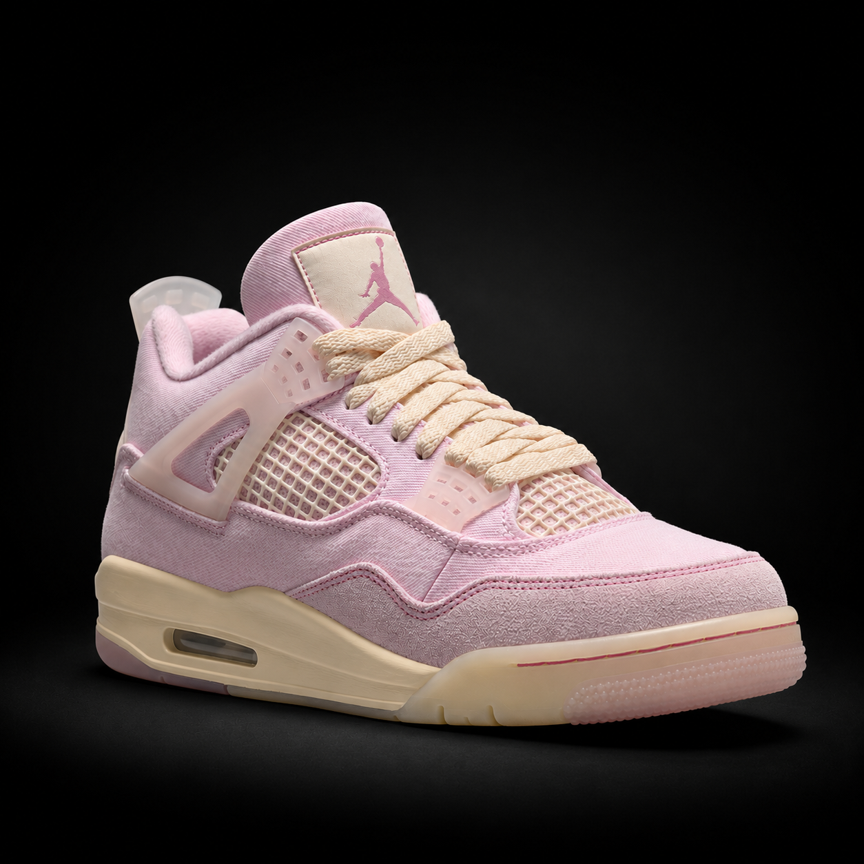 Air Jordan 4 Retro Pearl Pink & Iced Carmine, vista frontal — Crazy!Duck Hype