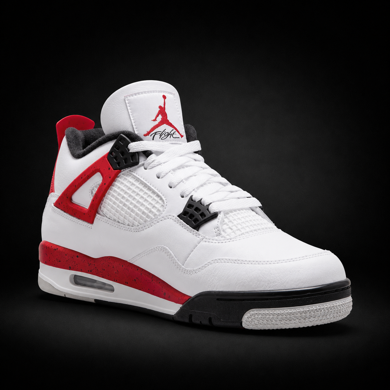 Air Jordan 4 Retro Red Cement, vista frontal — Crazy!Duck Hype