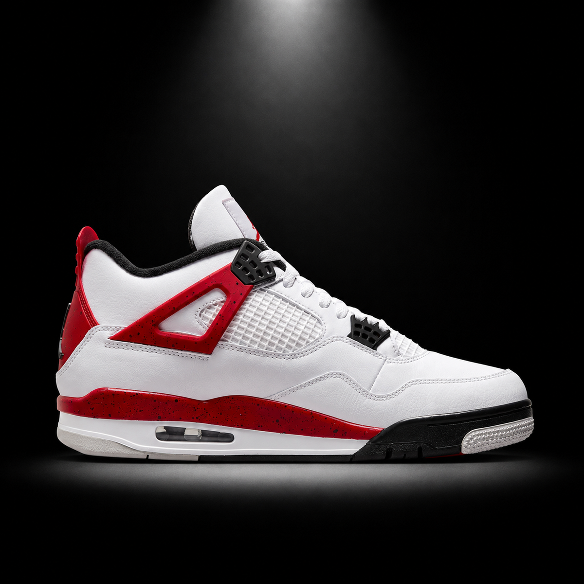 Air Jordan 4 Retro Red Cement, vista lateral — Crazy!Duck Hype