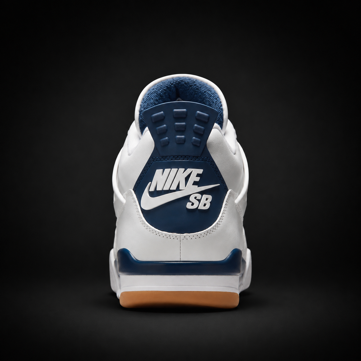 Air Jordan 4 Retro SB Summit White Navy, vista trasera — Crazy!Duck Hype