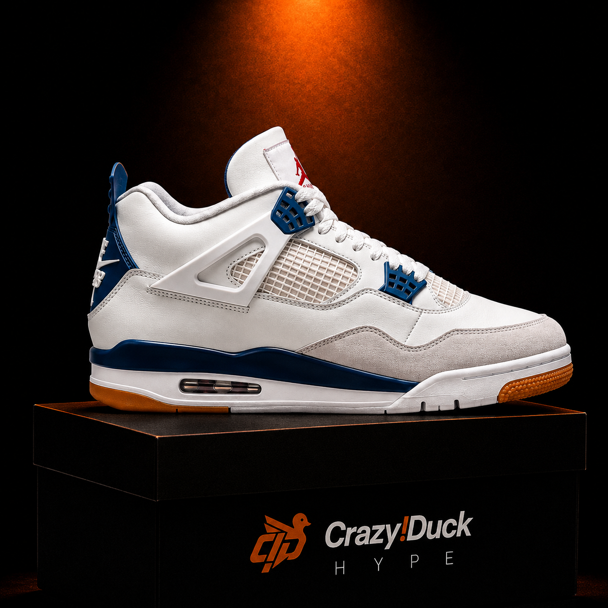 Air Jordan 4 Retro SB Summit White Navy con empaque — Crazy!Duck Hype