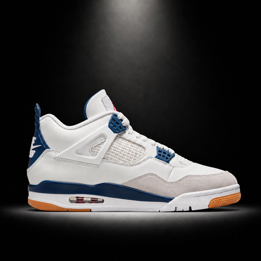 Air Jordan 4 Retro SB Summit White Navy, vista lateral — Crazy!Duck Hype