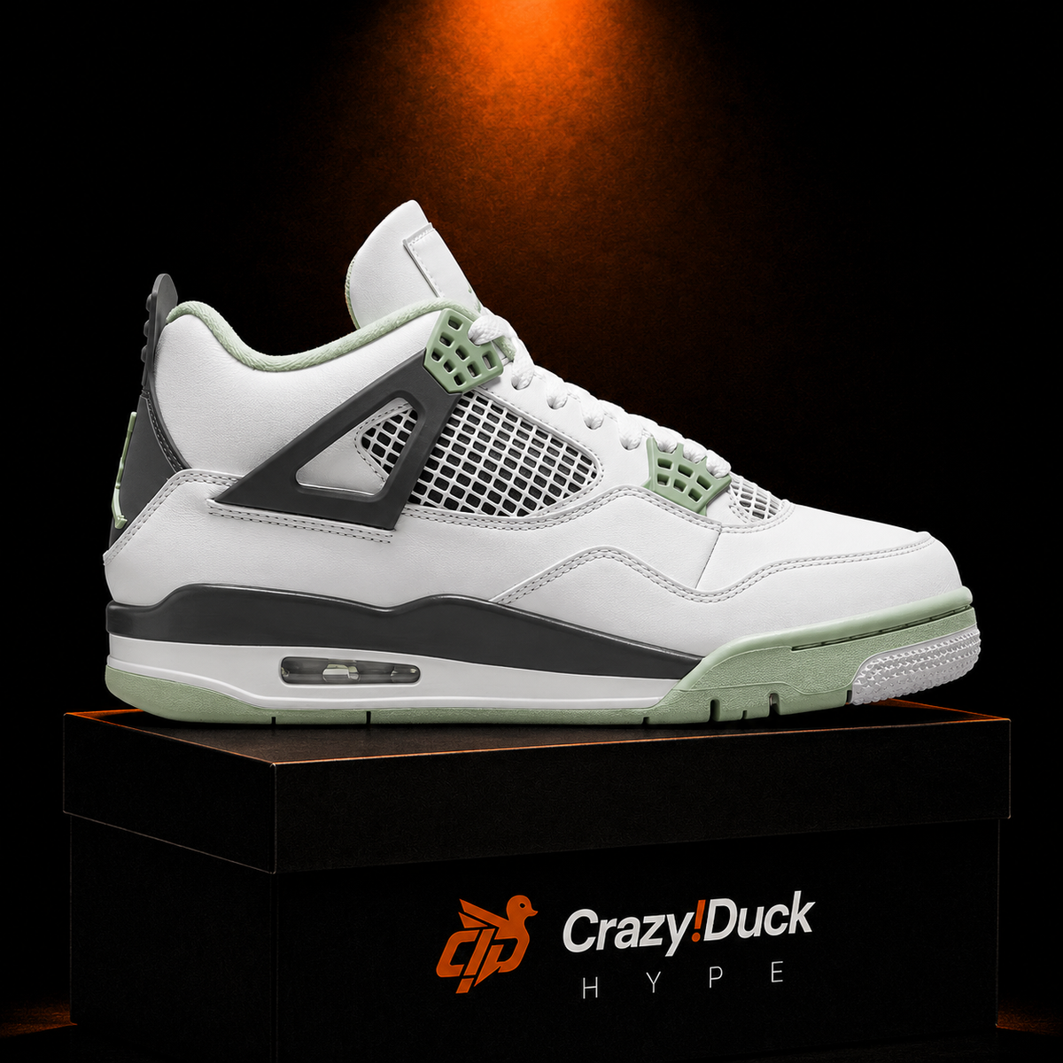 Air Jordan 4 Retro Seafoam Oil Green con empaque — Crazy!Duck Hype