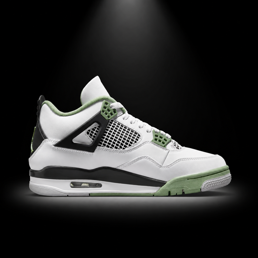 Air Jordan 4 Retro Seafoam Oil Green, vista lateral — Crazy!Duck Hype