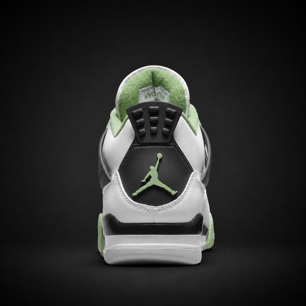 Air Jordan 4 Retro Seafoam Oil Green, vista trasera — Crazy!Duck Hype