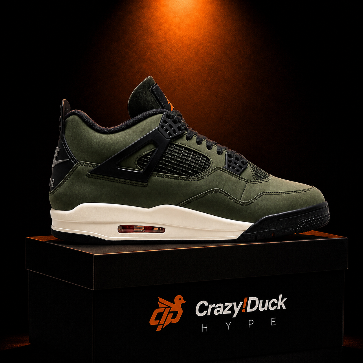 Air Jordan 4 Retro x Undefeated Deep Green & Clementine con empaque — Crazy!Duck Hype