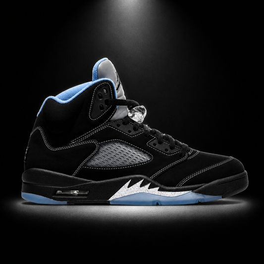 Air Jordan 5 Retro Black University Blue, vista lateral — Crazy!Duck Hype