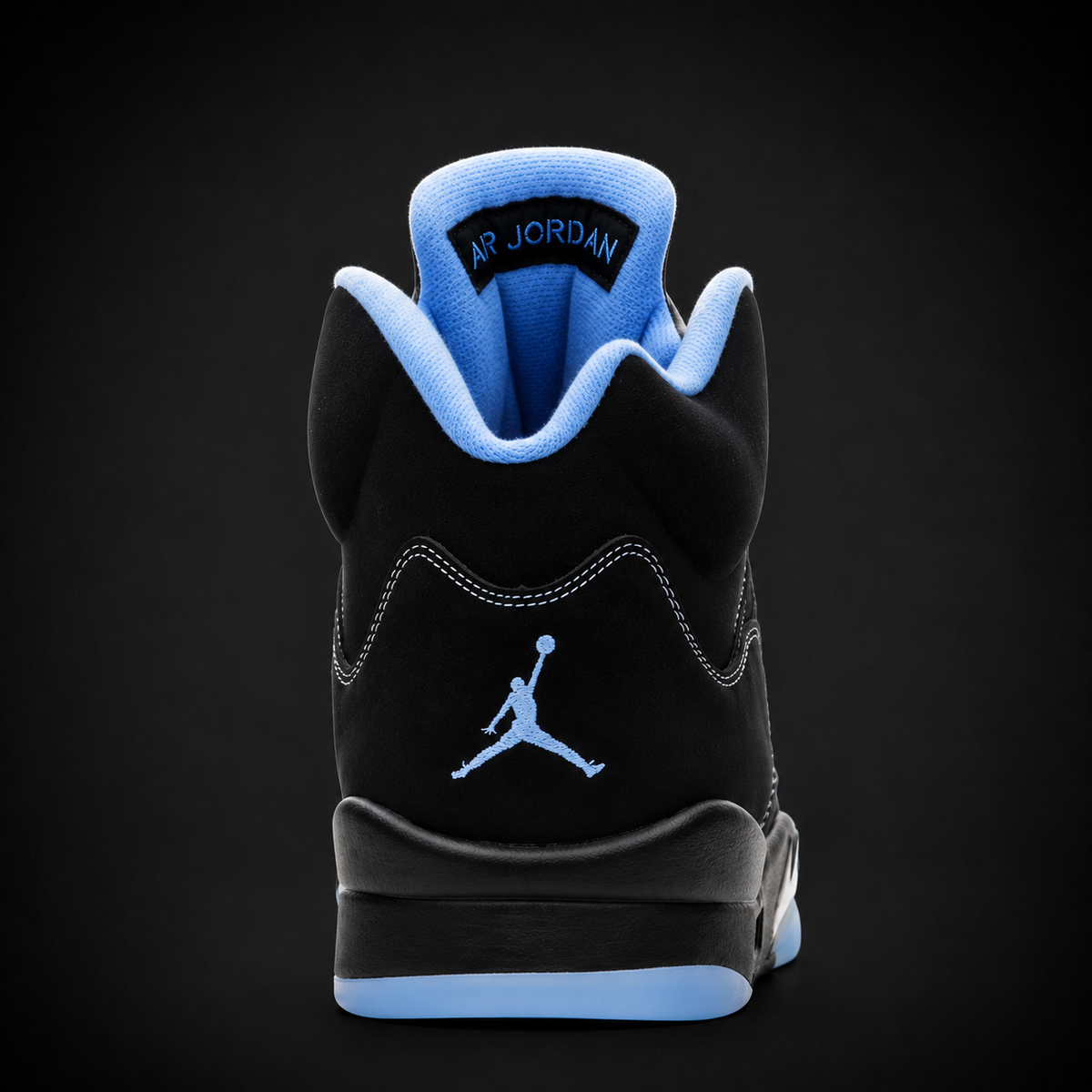 Air Jordan 5 Retro Black University Blue, vista trasera — Crazy!Duck Hype