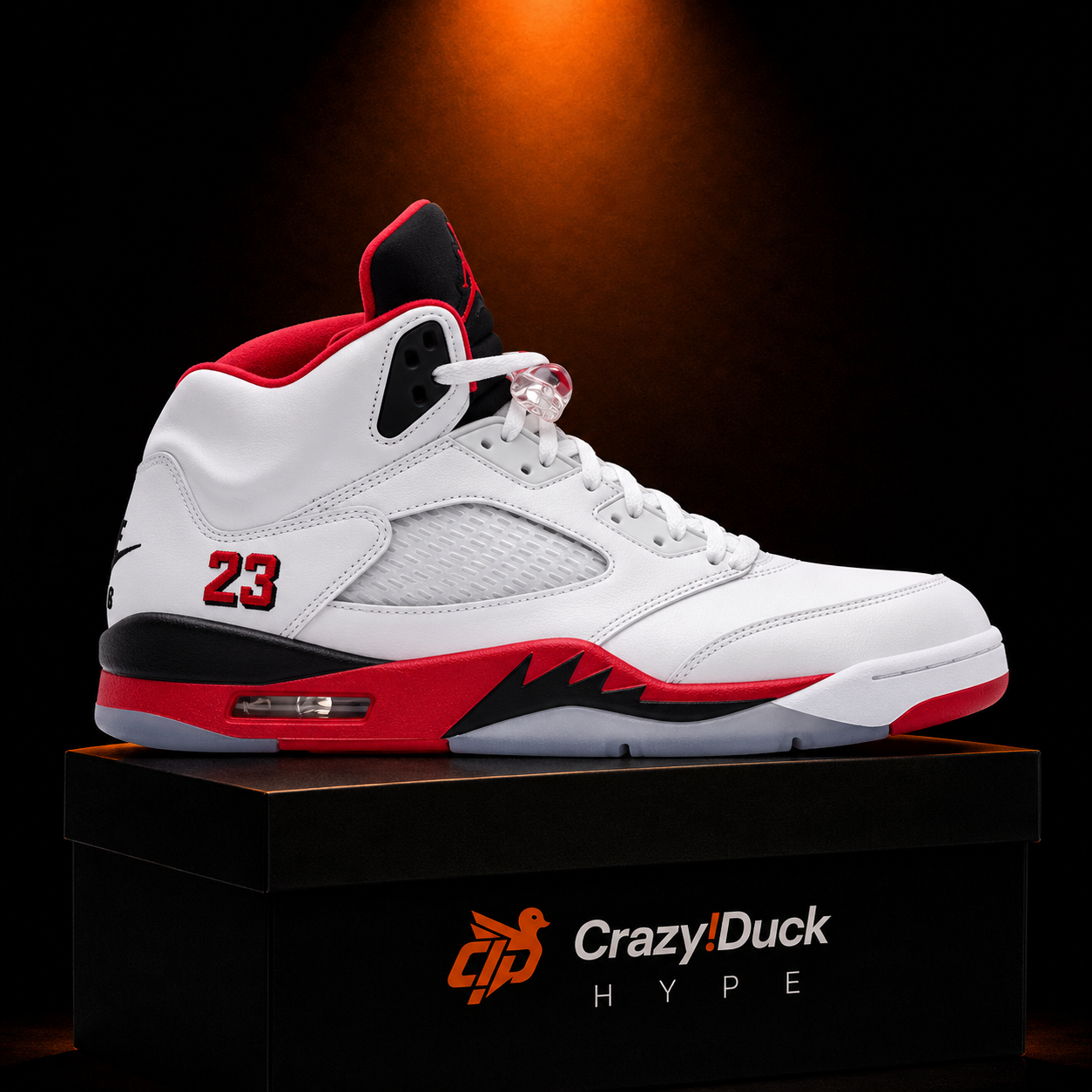 Air Jordan 5 Retro Fire Red Black Tongue con empaque — Crazy!Duck Hype