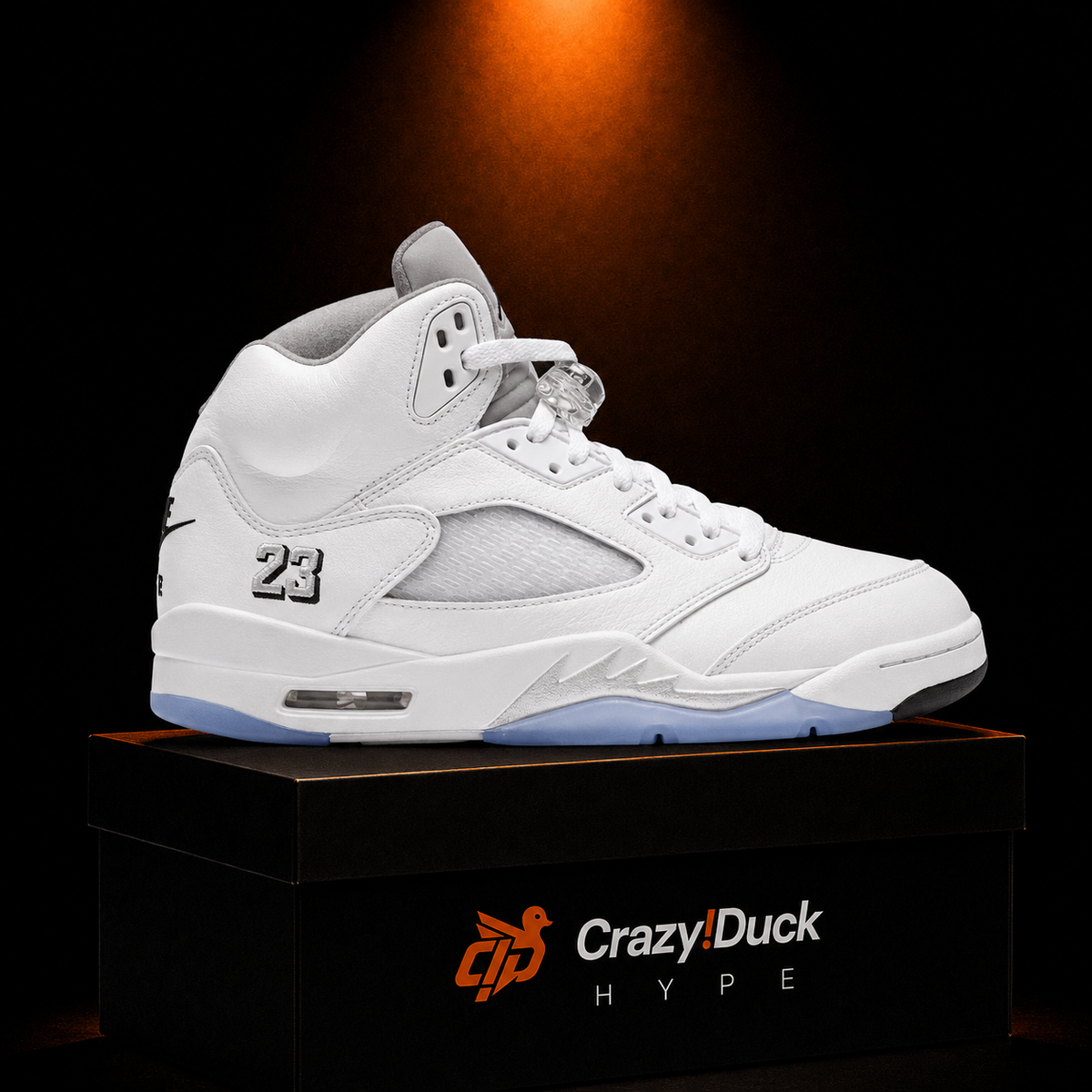 Air Jordan 5 Retro White Metallic Silver con empaque — Crazy!Duck Hype
