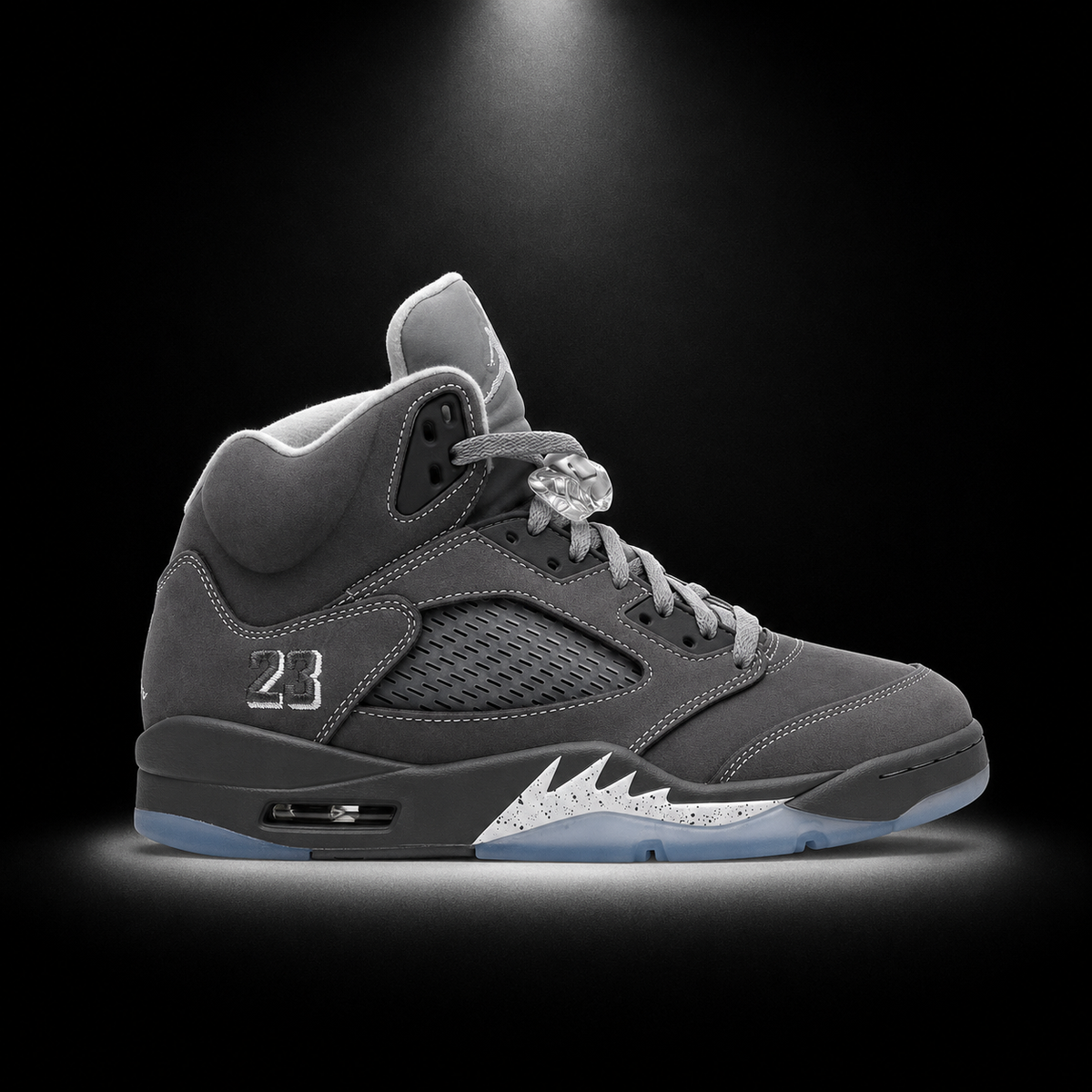 Air Jordan 5 Retro Wolf Grey, vista lateral — Crazy!Duck Hype