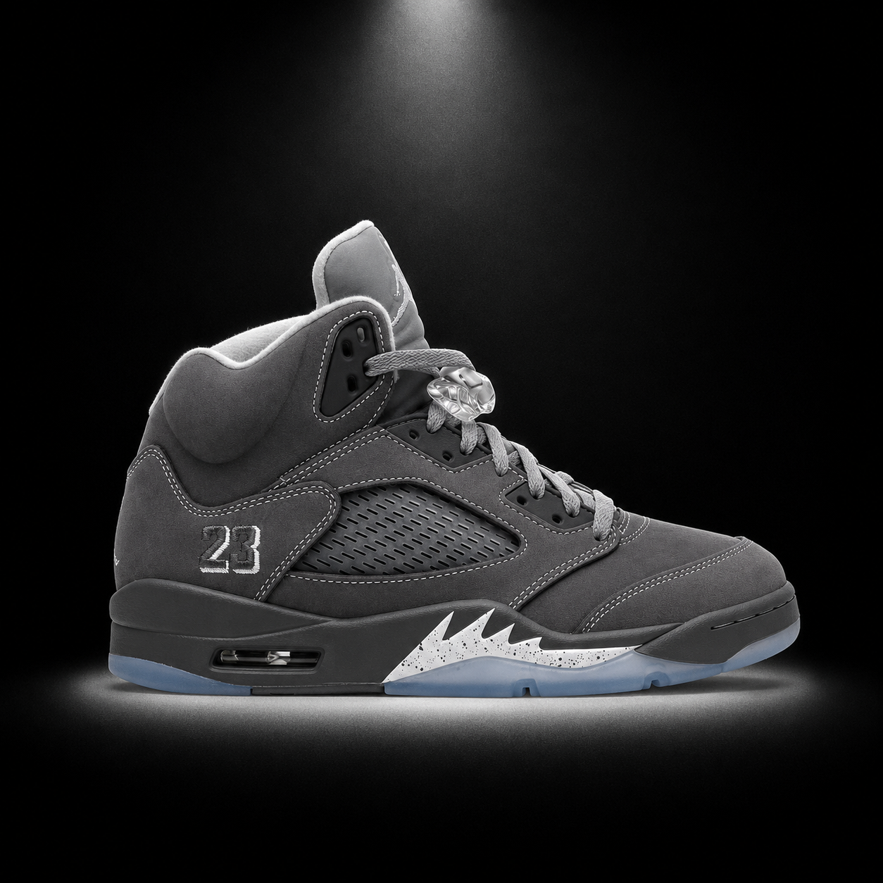 Air Jordan 5 Retro Wolf Grey, vista lateral — Crazy!Duck Hype