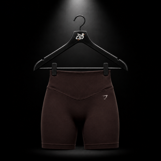Gymshark Activate Seamless Shorts Plum Brown, vista frontal — Crazy!Duck Hype