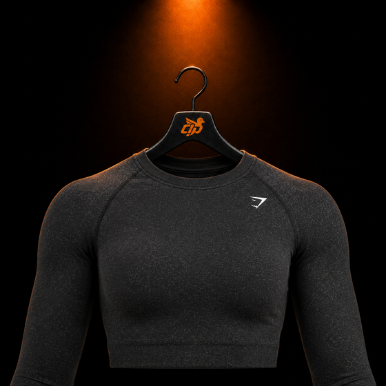 Adapt Fleck Seamless Long Sleeve Crop Top "Mineral Black"