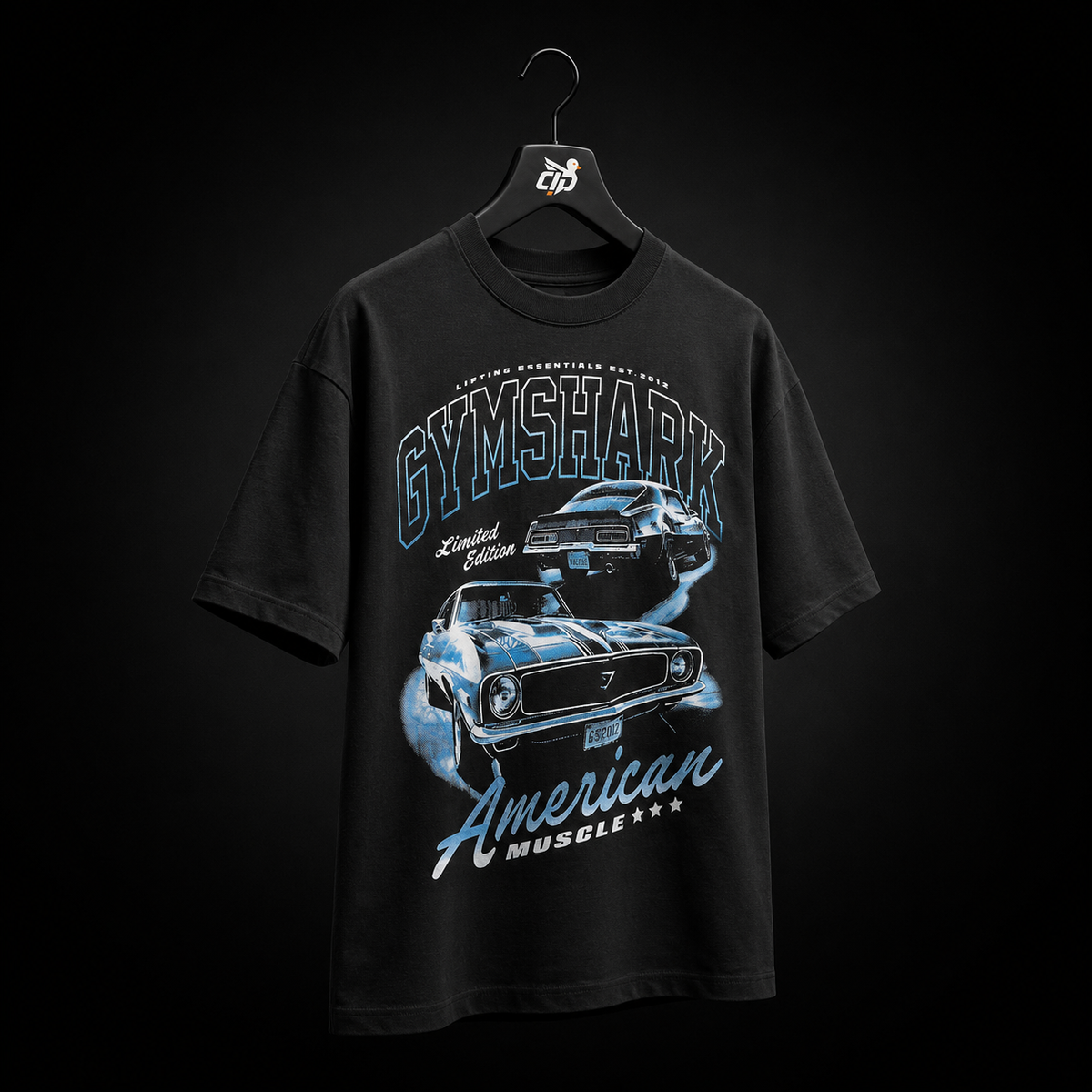 Gymshark American Muscle Extreme Oversized T-Shirt, vista completa — Crazy!Duck Hype
