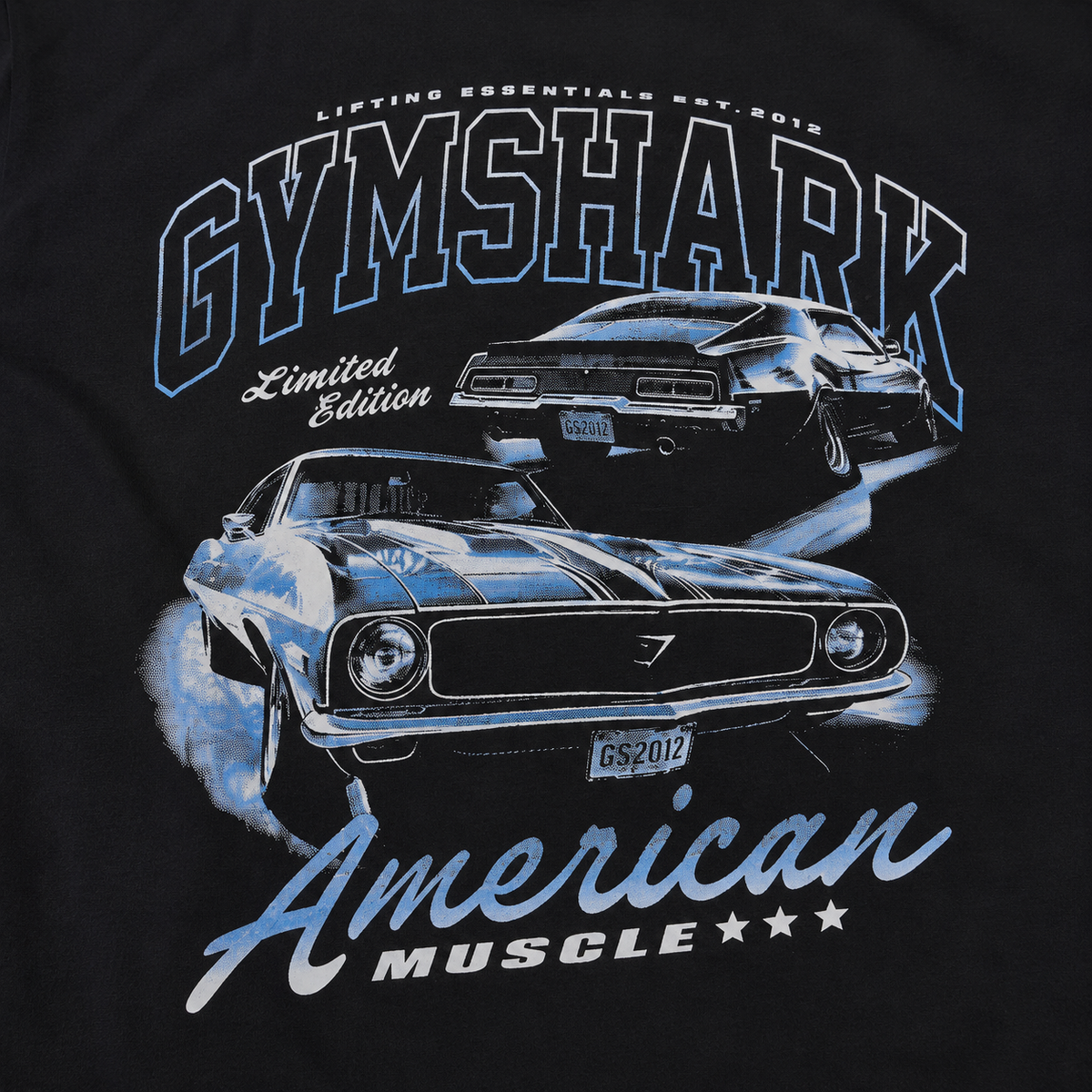 Gymshark American Muscle Extreme Oversized T-Shirt, detalle de estampado American Muscle — Crazy!Duck Hype