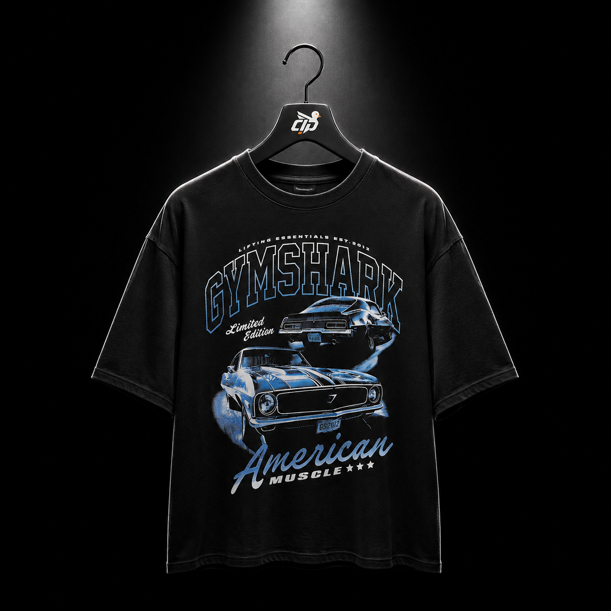 Gymshark American Muscle Extreme Oversized T-Shirt, vista frontal — Crazy!Duck Hype
