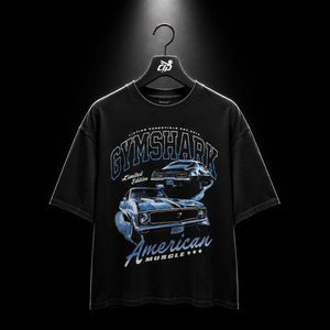 Gymshark American Muscle Extreme Oversized T-Shirt, vista frontal — Crazy!Duck Hype