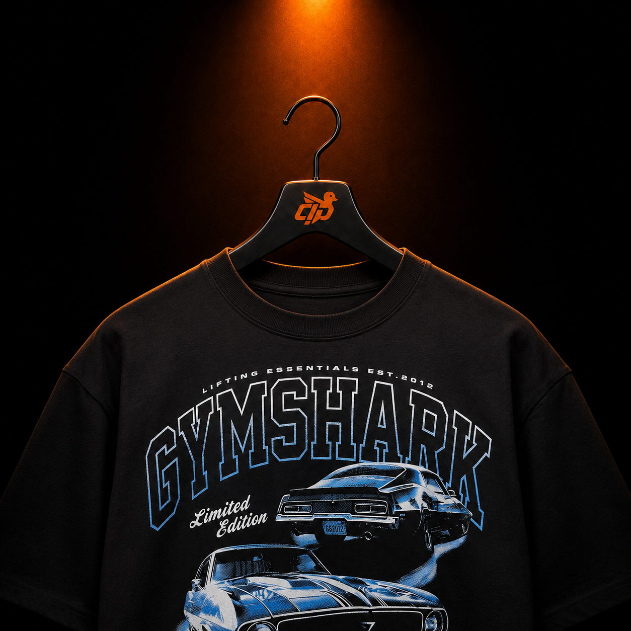 Gymshark American Muscle Extreme Oversized T-Shirt con presentación de producto — Crazy!Duck Hype