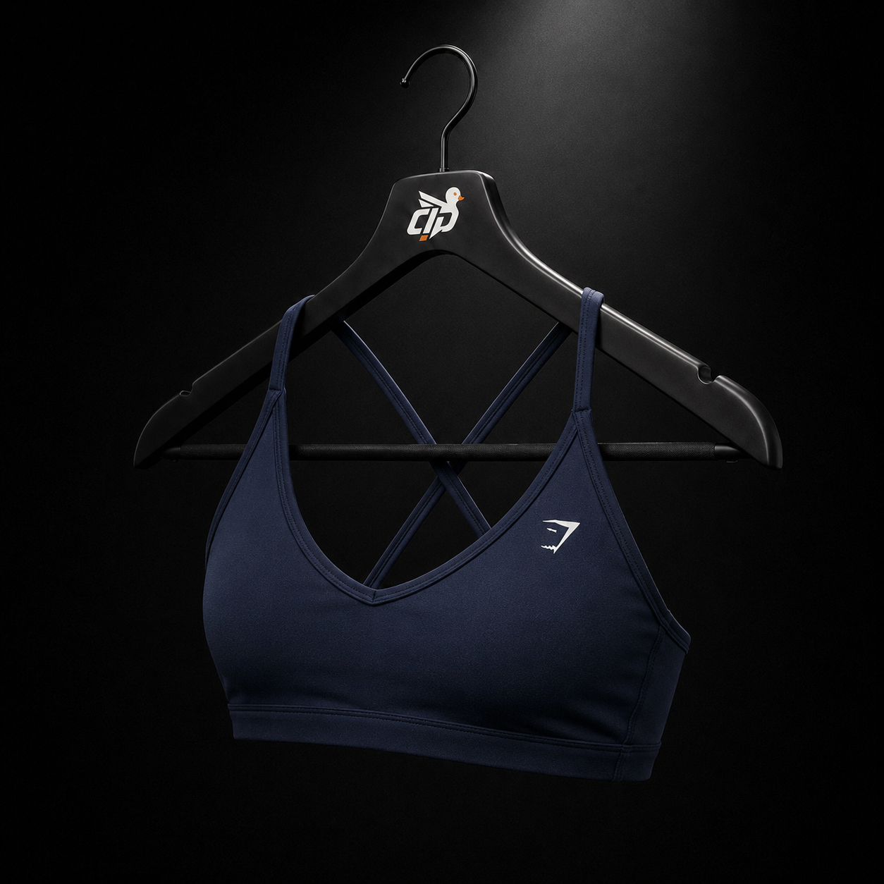 Gymshark Back Gains Sports Bra Heavy Blue, vista trasera — Crazy!Duck Hype