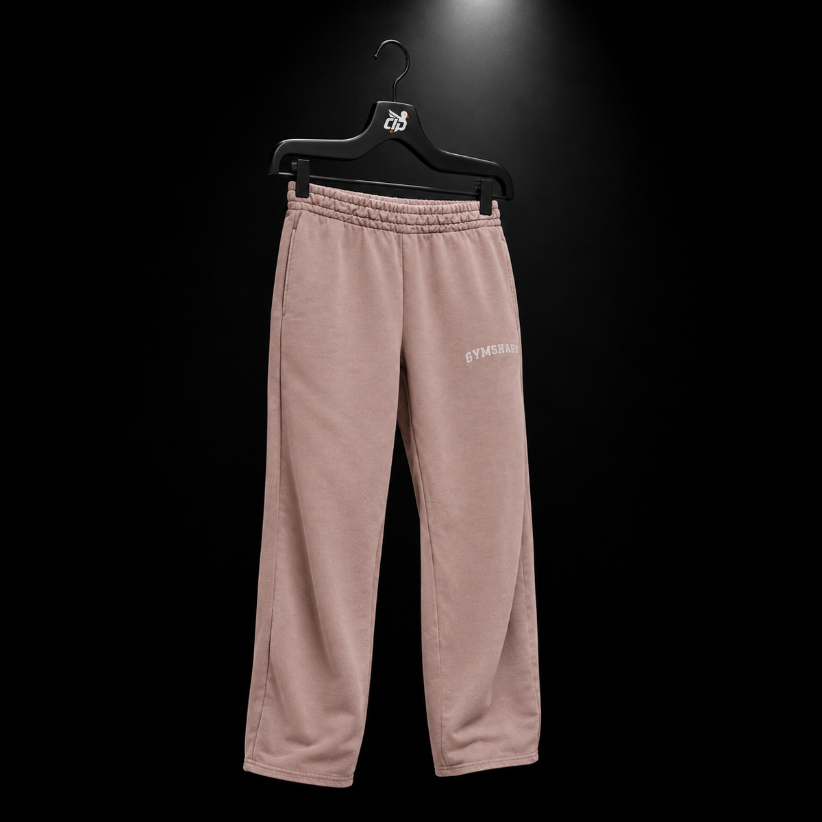 Gymshark Chainstitch Graphic Wide Leg Joggers Chestnut Pink, vista completa — Crazy!Duck Hype