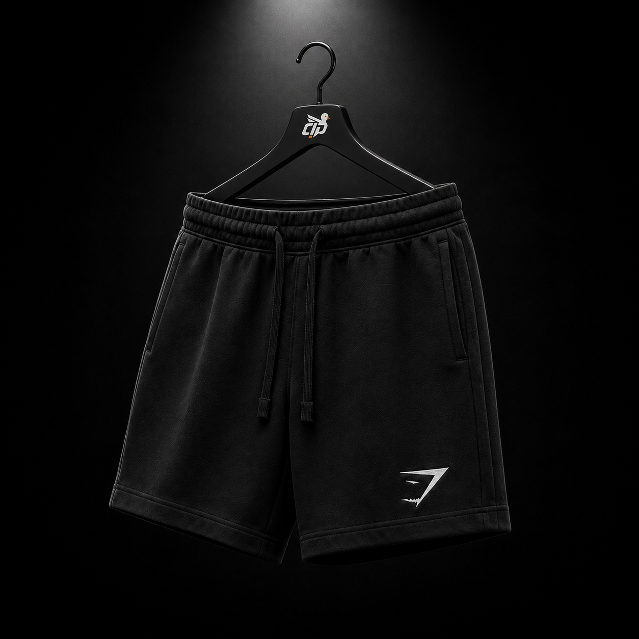 Gymshark Crest 7" Shorts Black, vista trasera — Crazy!Duck Hype