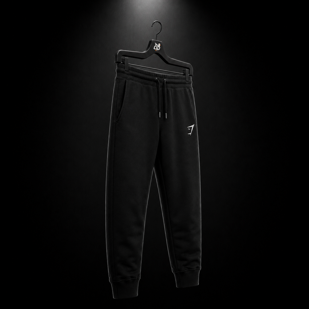 Gymshark Crest Joggers Black, vista completa — Crazy!Duck Hype