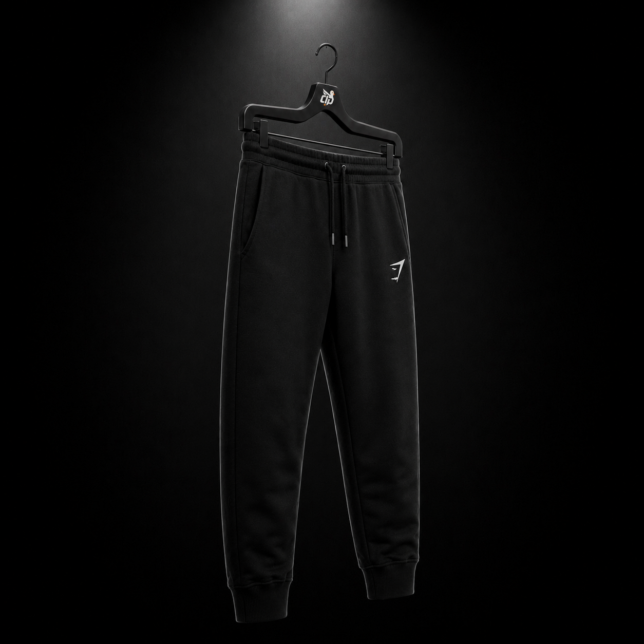 Gymshark Crest Joggers Black, vista completa — Crazy!Duck Hype