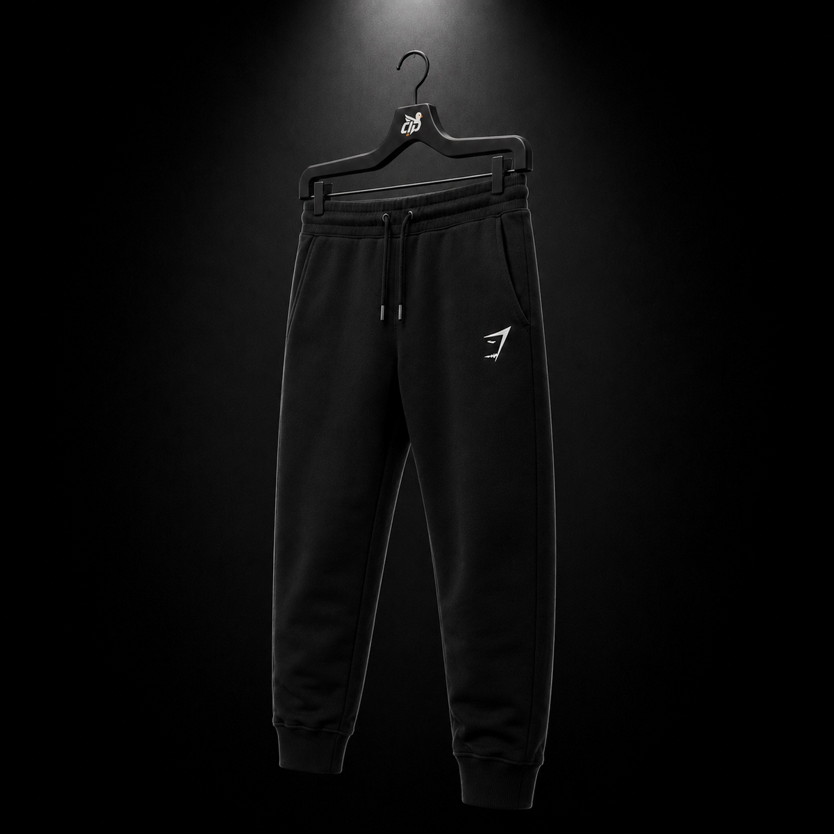 Gymshark Crest Joggers Black, vista trasera — Crazy!Duck Hype