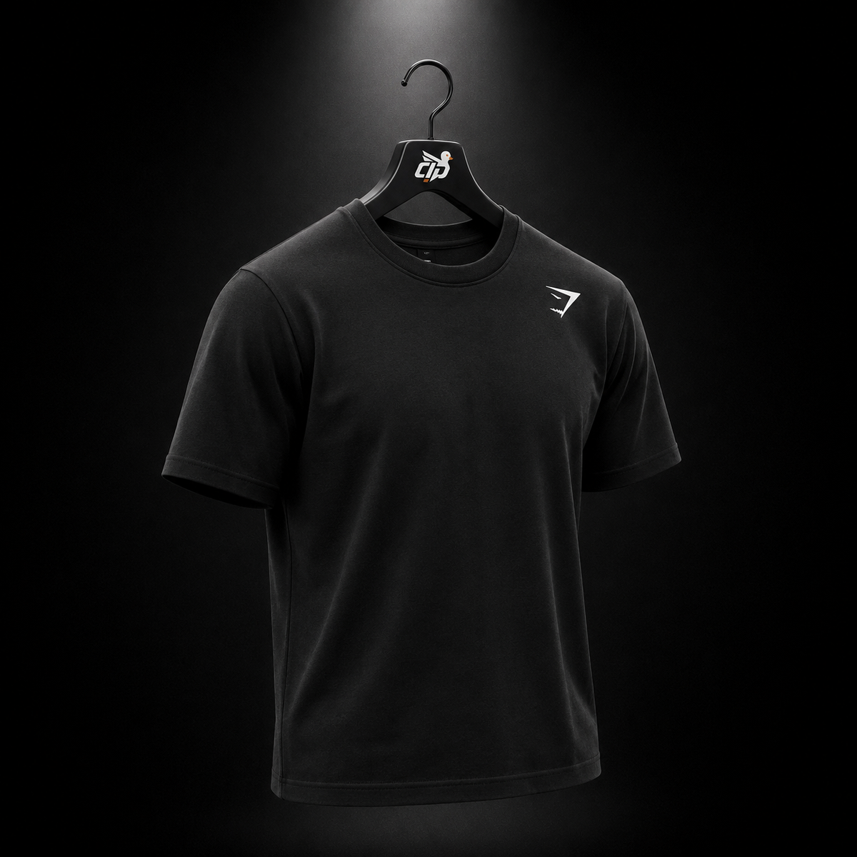 Gymshark Crest T-Shirt Black, vista completa — Crazy!Duck Hype