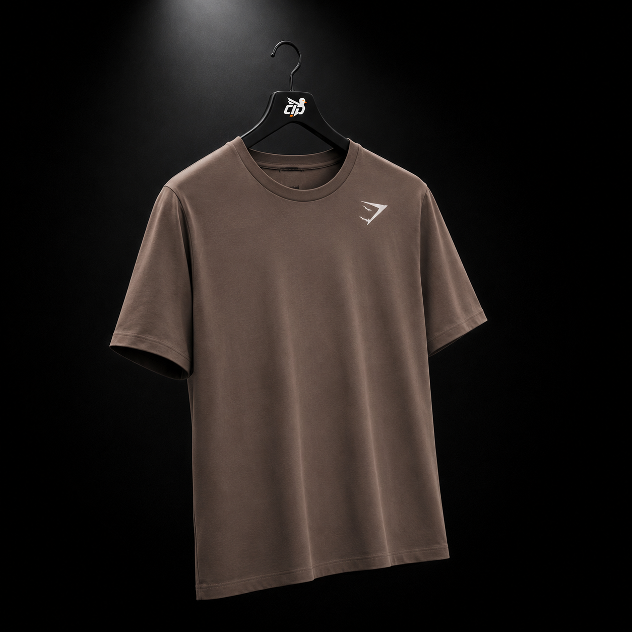Gymshark Crest T-Shirt Soft Brown, vista completa — Crazy!Duck Hype