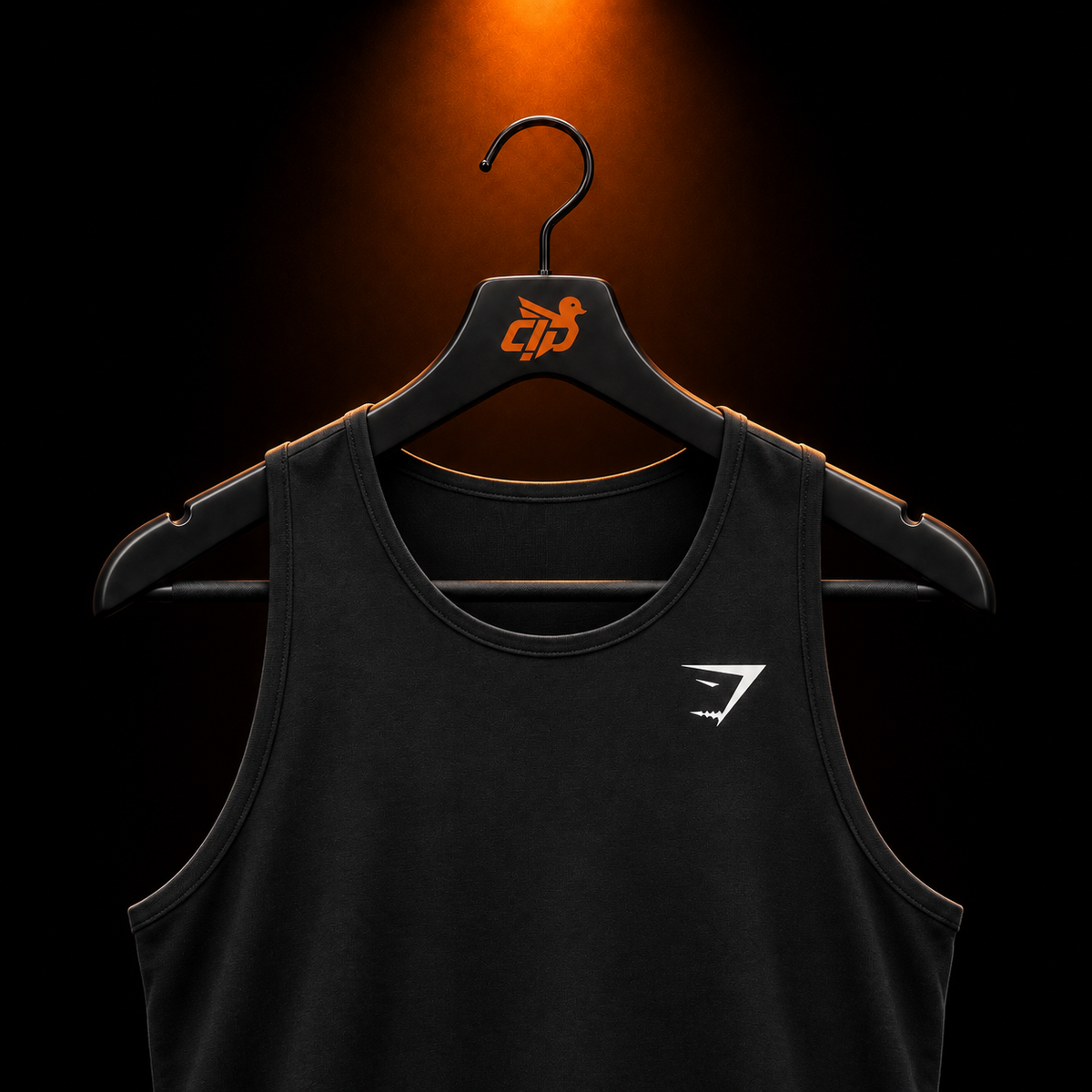 Gymshark Critical Tank Black con presentación de producto — Crazy!Duck Hype