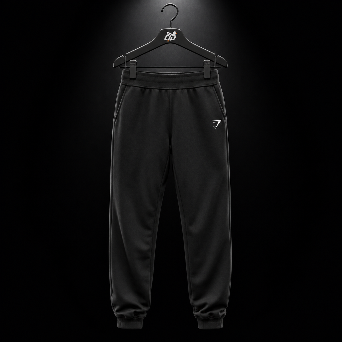 Gymshark Essential Oversized Joggers Black, vista frontal — Crazy!Duck Hype