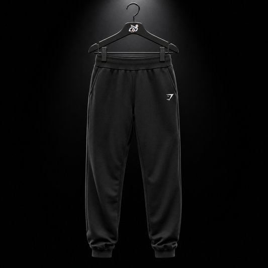 Gymshark Essential Oversized Joggers Black, vista frontal — Crazy!Duck Hype