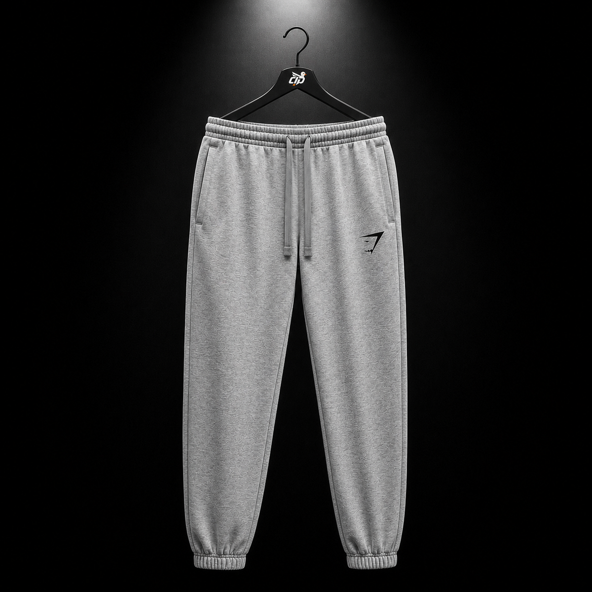 Gymshark Essential Oversized Joggers Charcoal Grey Marl, vista frontal — Crazy!Duck Hype