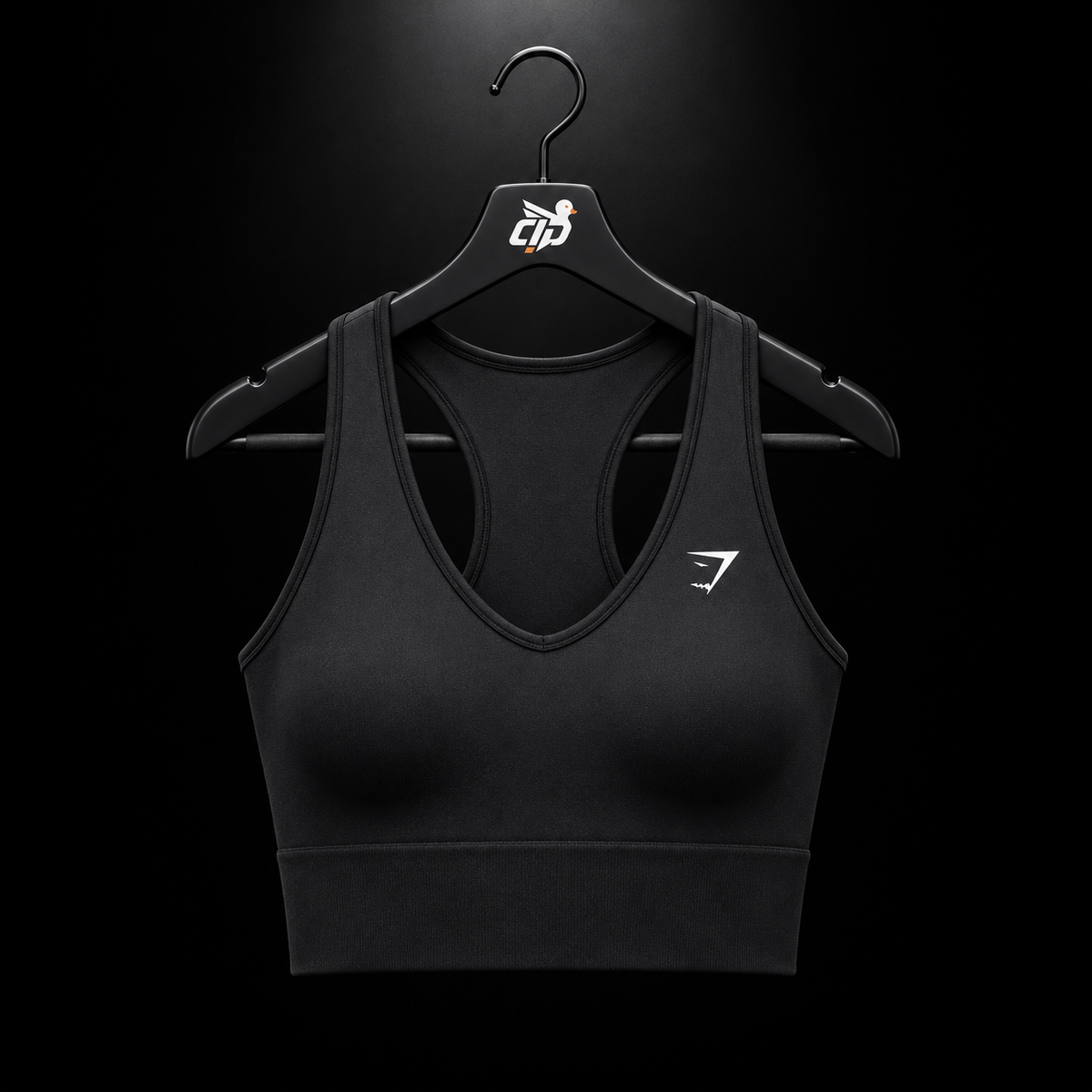 Gymshark Everyday Seamless Crop Tank Black, vista frontal — Crazy!Duck Hype