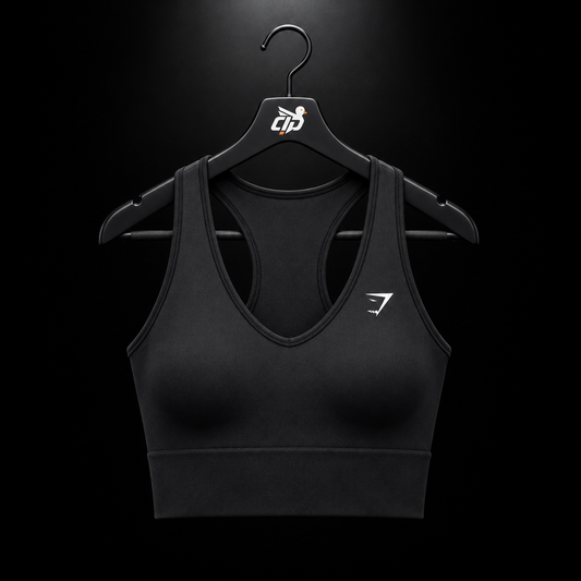 Gymshark Everyday Seamless Crop Tank Black, vista frontal — Crazy!Duck Hype