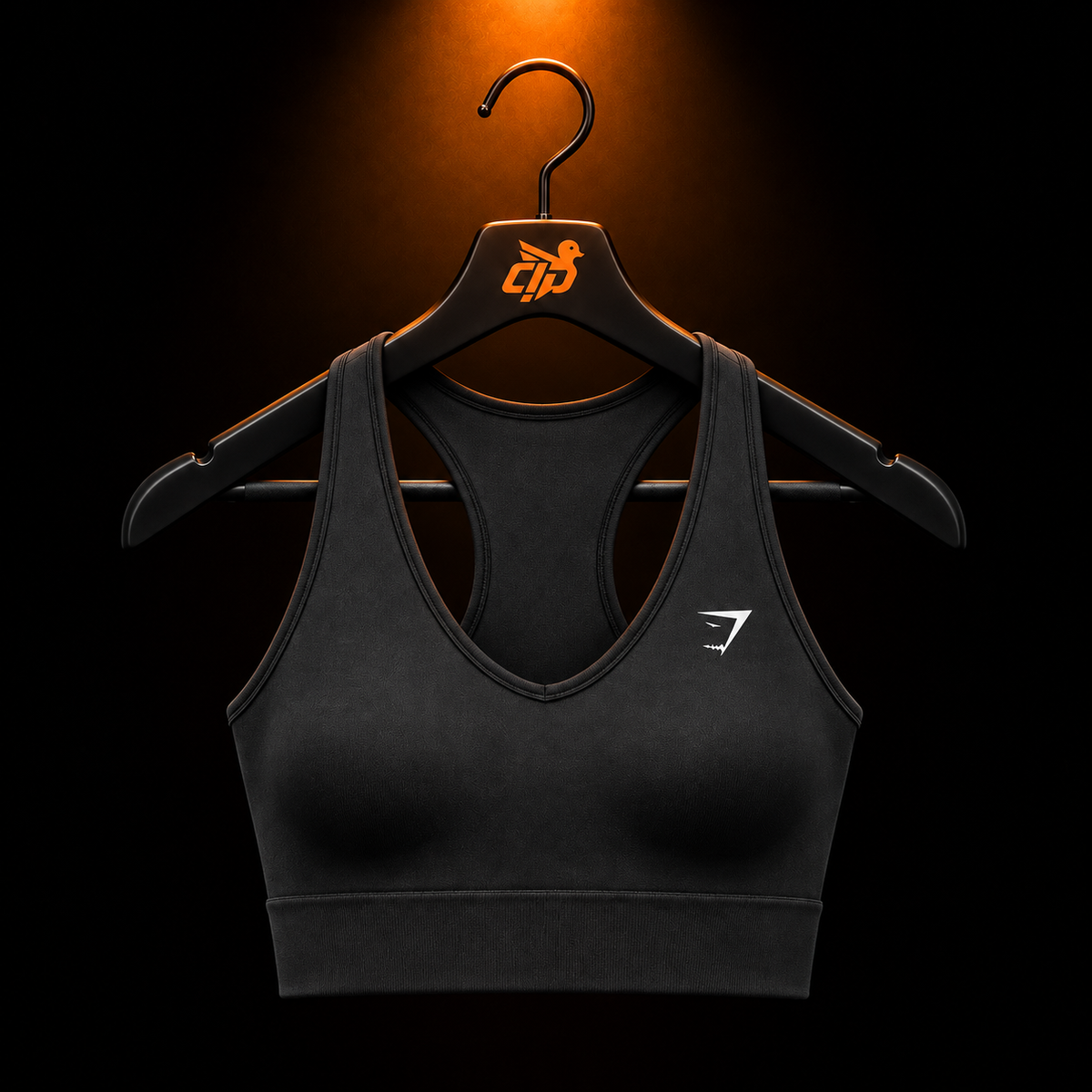 Gymshark Everyday Seamless Crop Tank Black con presentación de producto — Crazy!Duck Hype