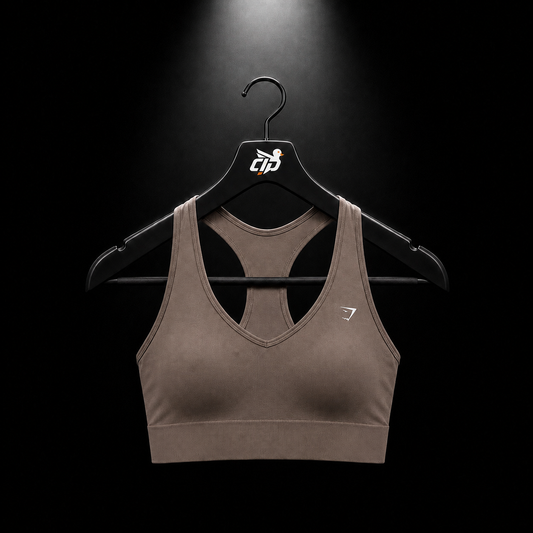 Gymshark Everyday Seamless Crop Tank Cool Brown, vista frontal — Crazy!Duck Hype