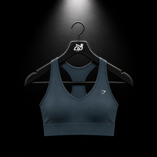 Gymshark Everyday Seamless Crop Tank GS Stealth Blue, vista frontal — Crazy!Duck Hype